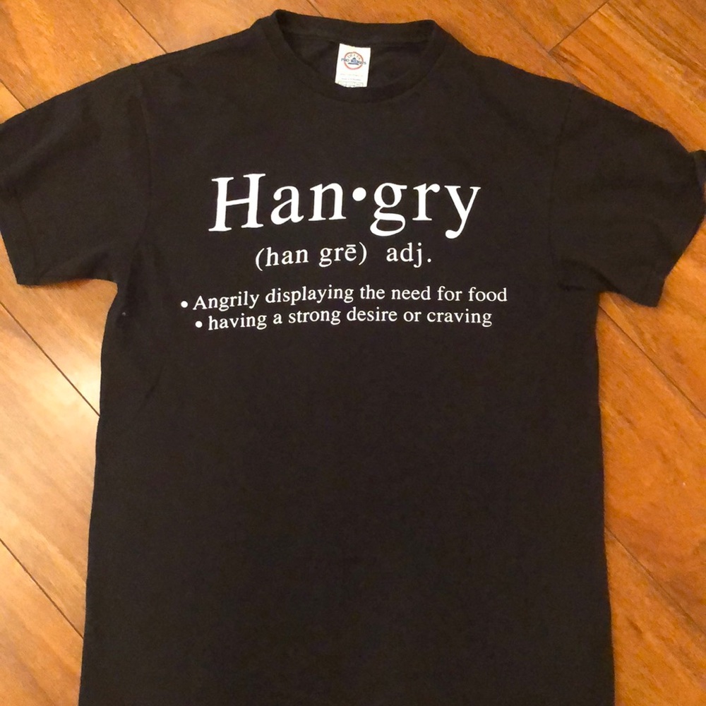 Vtg hangry hungry definition shirt angry food